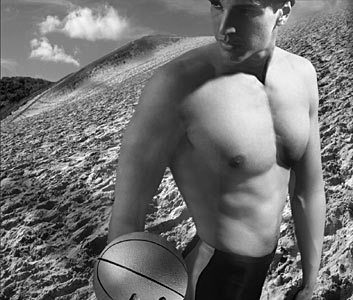 male model with basket ball